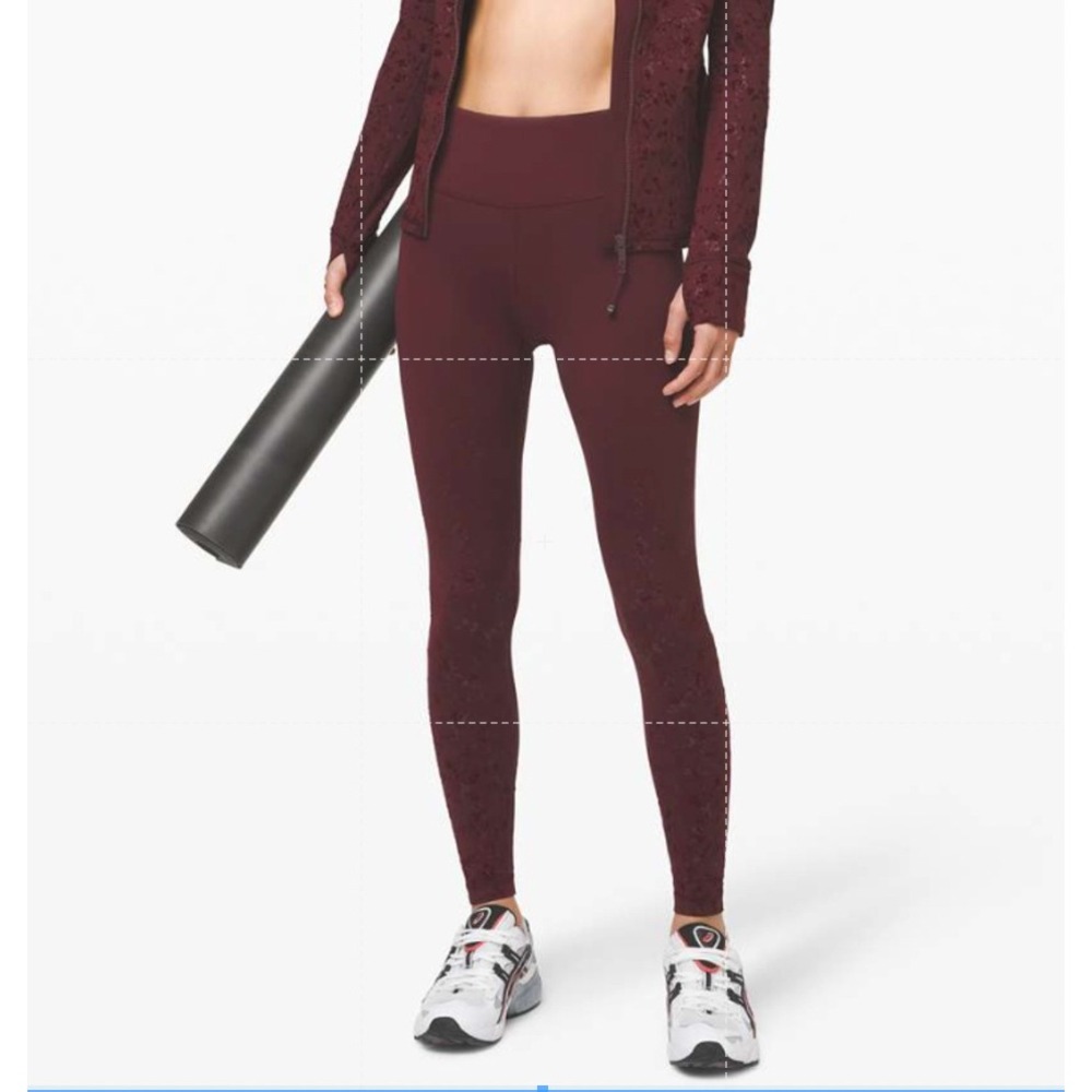 Lululemon Womens Speed Wunder Mid-Rise Tight 28" Speckle Shine Garnet Size 4